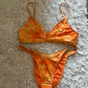 pacsun small orange tie-dye bathing suit